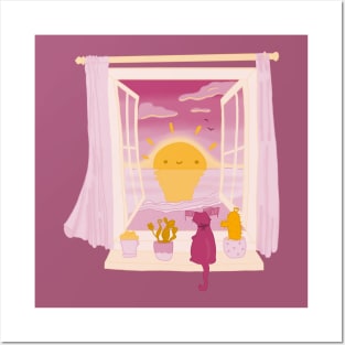 cute sunset window Posters and Art